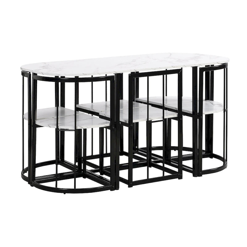 Ensemble de salle à manger en fer 7 pièces avec table et six chaises