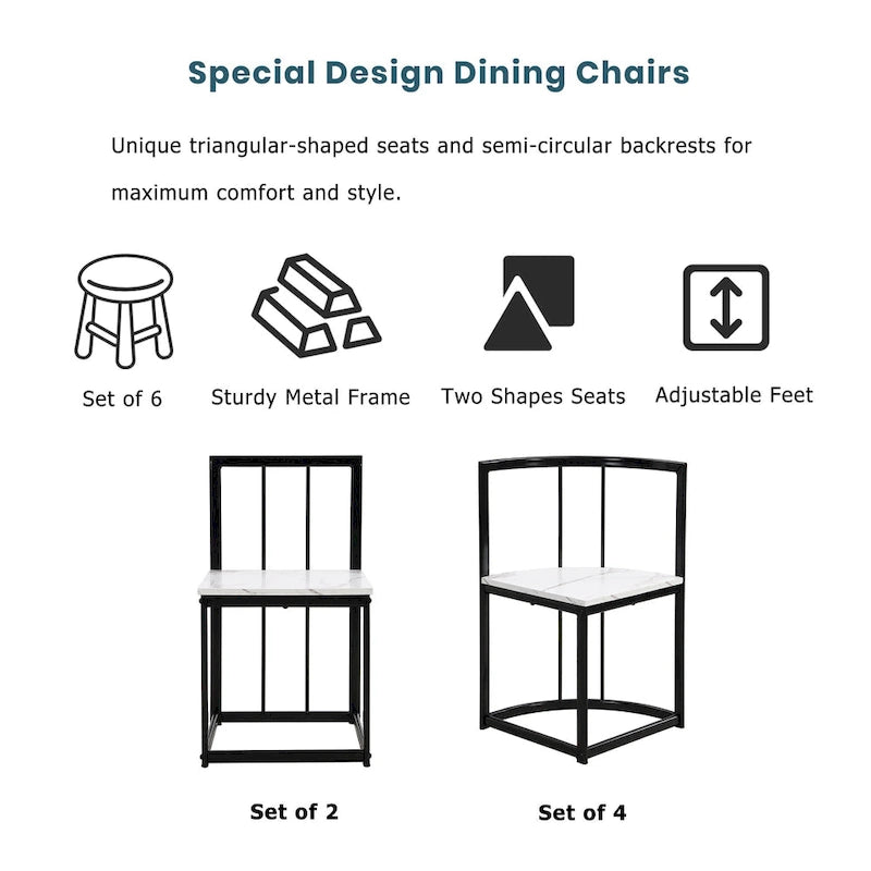 Ensemble de salle à manger en fer 7 pièces avec table et six chaises