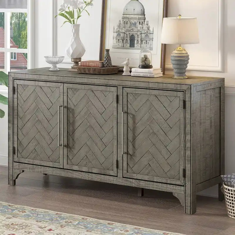 Buffet en bois avec étagères réglables