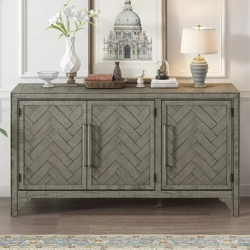 Buffet en bois avec étagères réglables