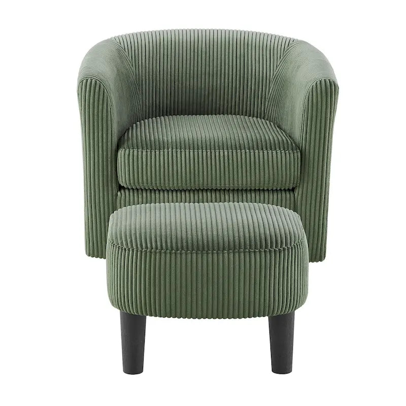 Fauteuil pivotant d'appoint en velours côtelé avec ottoman