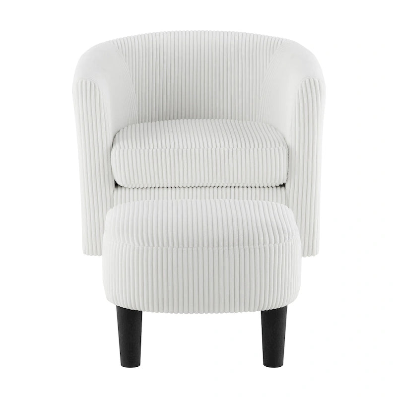 Fauteuil pivotant d'appoint en velours côtelé avec ottoman