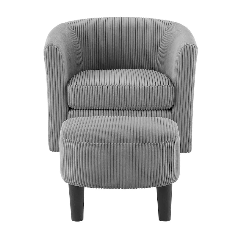 Fauteuil pivotant d'appoint en velours côtelé avec ottoman