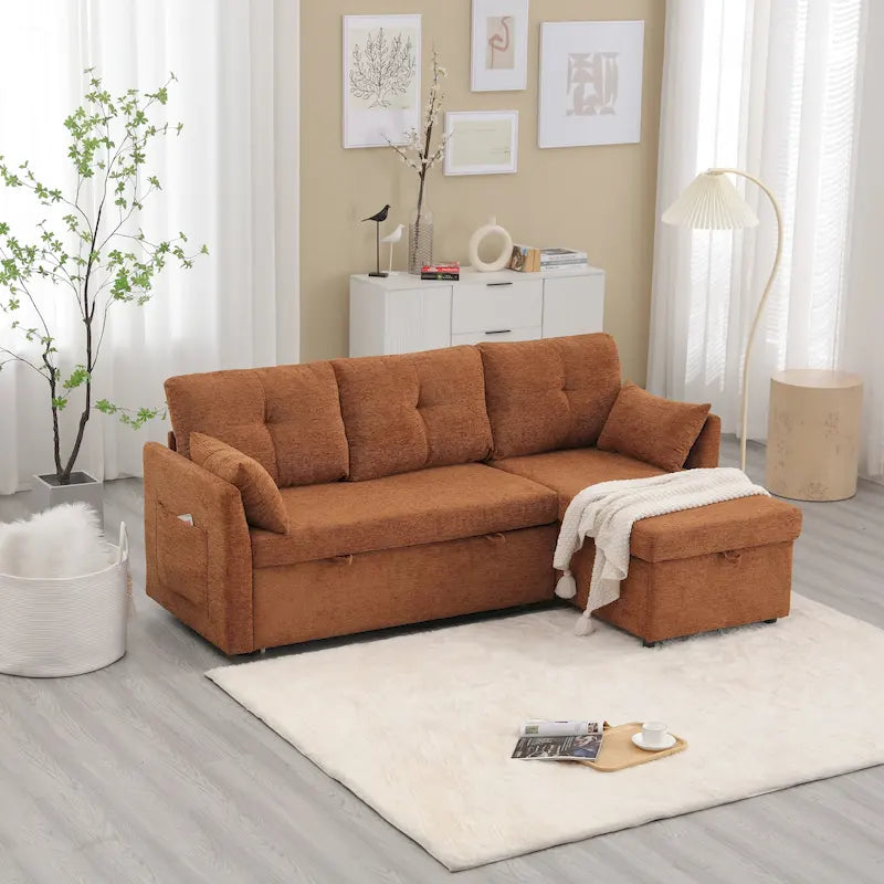 Le canapé en U peut être transformé en fauteuil inclinable avec fonction de rangement