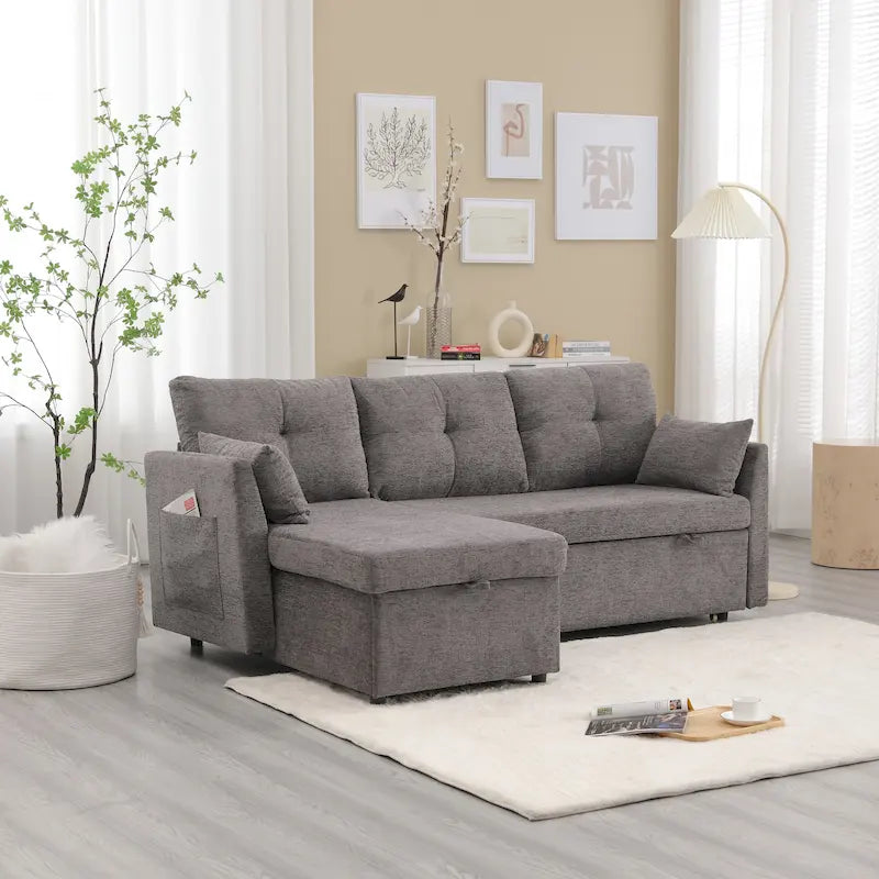 Le canapé en U peut être transformé en fauteuil inclinable avec fonction de rangement