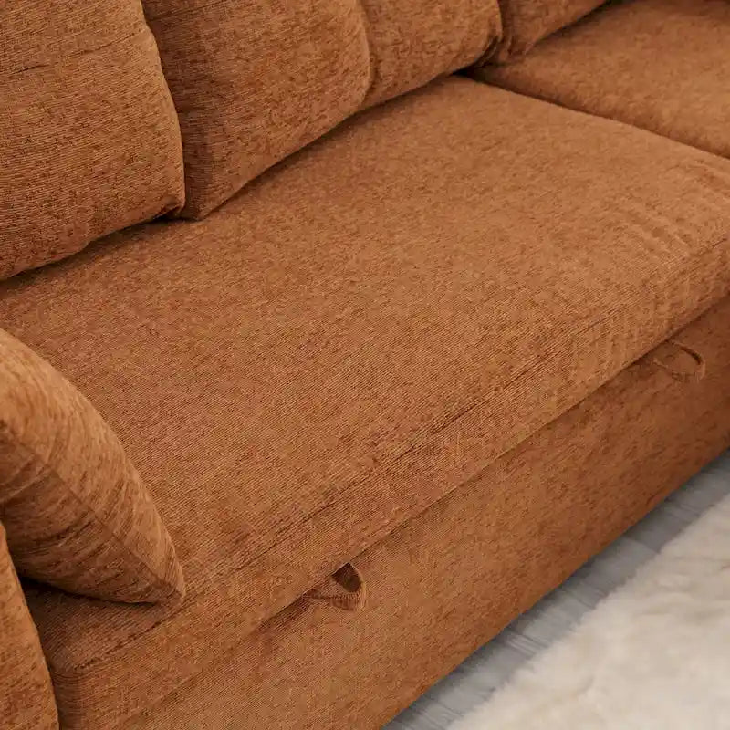 Le canapé en U peut être transformé en fauteuil inclinable avec fonction de rangement