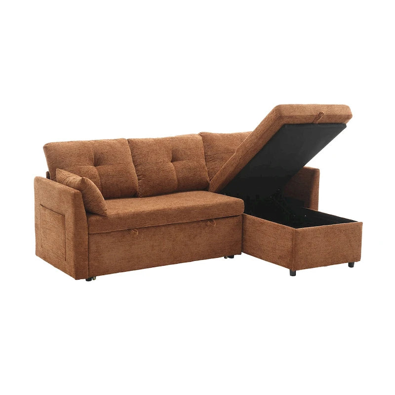 Le canapé en U peut être transformé en fauteuil inclinable avec fonction de rangement