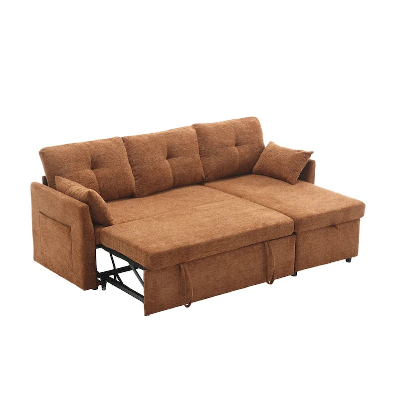 Le canapé en U peut être transformé en fauteuil inclinable avec fonction de rangement