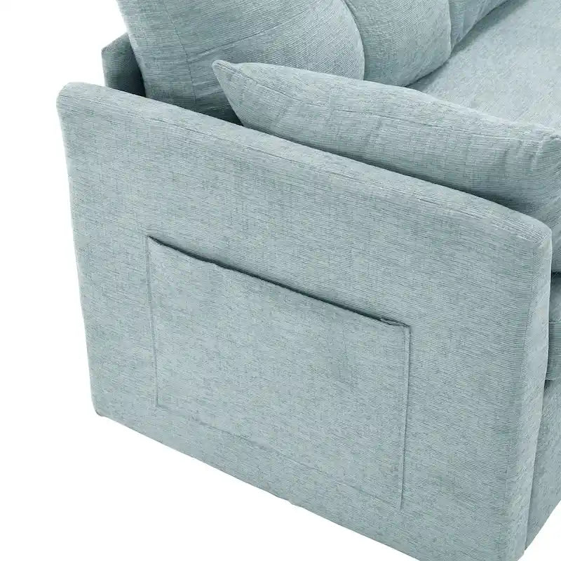 Le canapé en U peut être transformé en fauteuil inclinable avec fonction de rangement