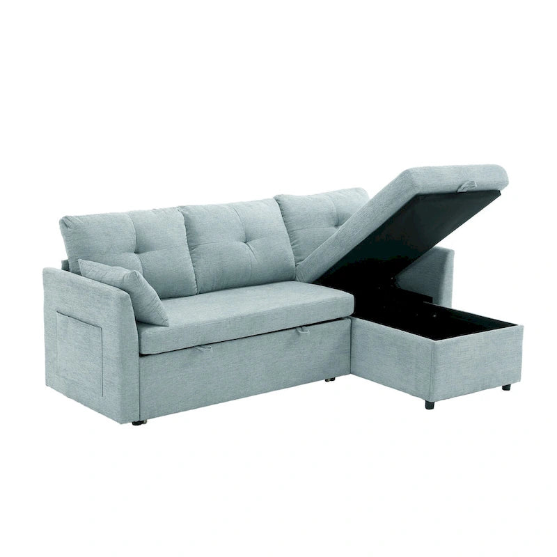 Le canapé en U peut être transformé en fauteuil inclinable avec fonction de rangement