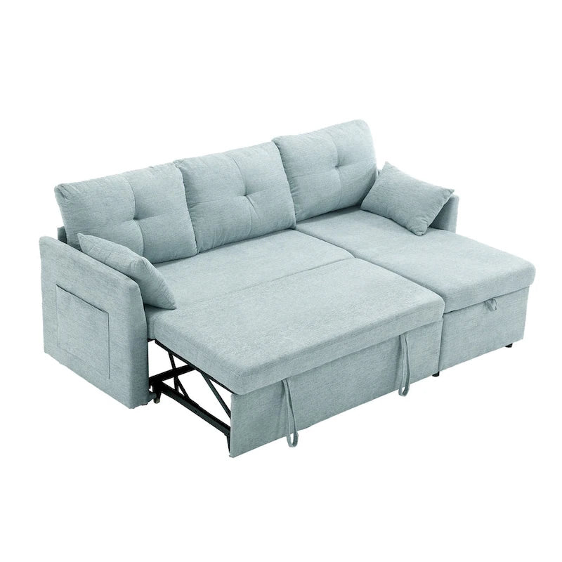 Le canapé en U peut être transformé en fauteuil inclinable avec fonction de rangement