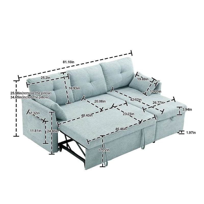 Le canapé en U peut être transformé en fauteuil inclinable avec fonction de rangement