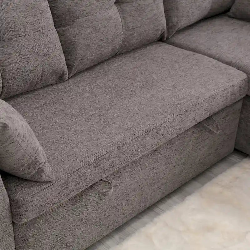 Le canapé en U peut être transformé en fauteuil inclinable avec fonction de rangement