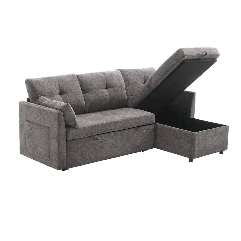 Le canapé en U peut être transformé en fauteuil inclinable avec fonction de rangement
