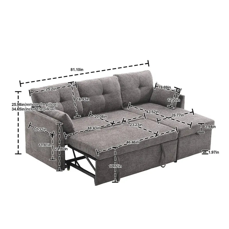 Le canapé en U peut être transformé en fauteuil inclinable avec fonction de rangement