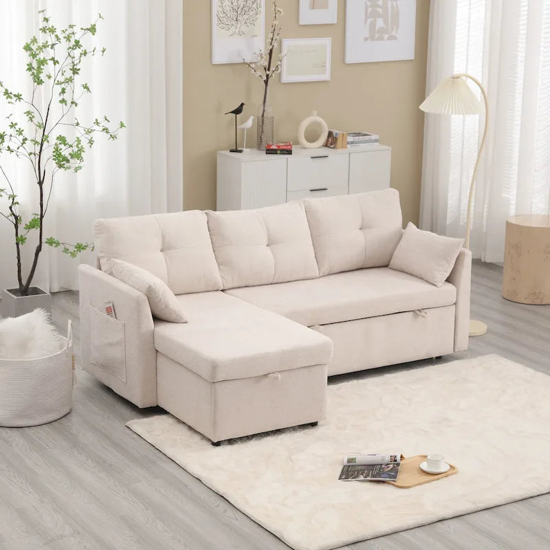 Le canapé en U peut être transformé en fauteuil inclinable avec fonction de rangement
