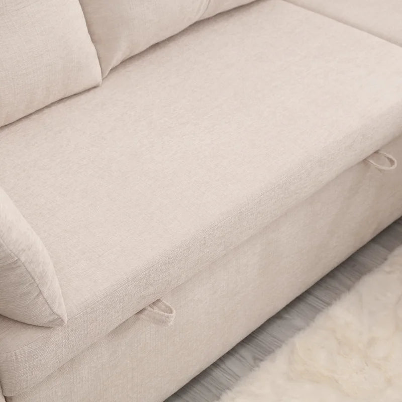 Le canapé en U peut être transformé en fauteuil inclinable avec fonction de rangement