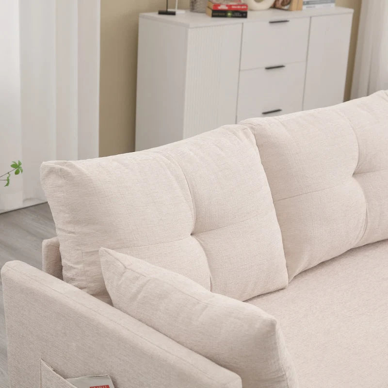 Le canapé en U peut être transformé en fauteuil inclinable avec fonction de rangement
