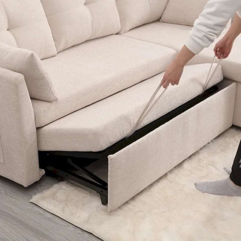 Le canapé en U peut être transformé en fauteuil inclinable avec fonction de rangement