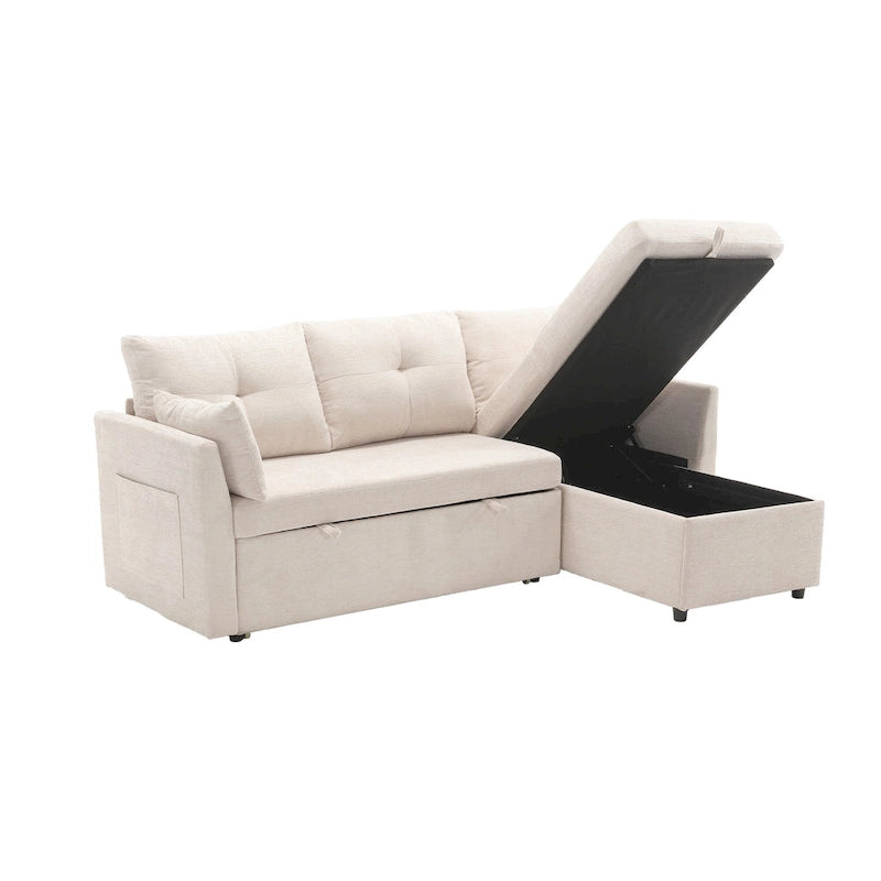 Le canapé en U peut être transformé en fauteuil inclinable avec fonction de rangement