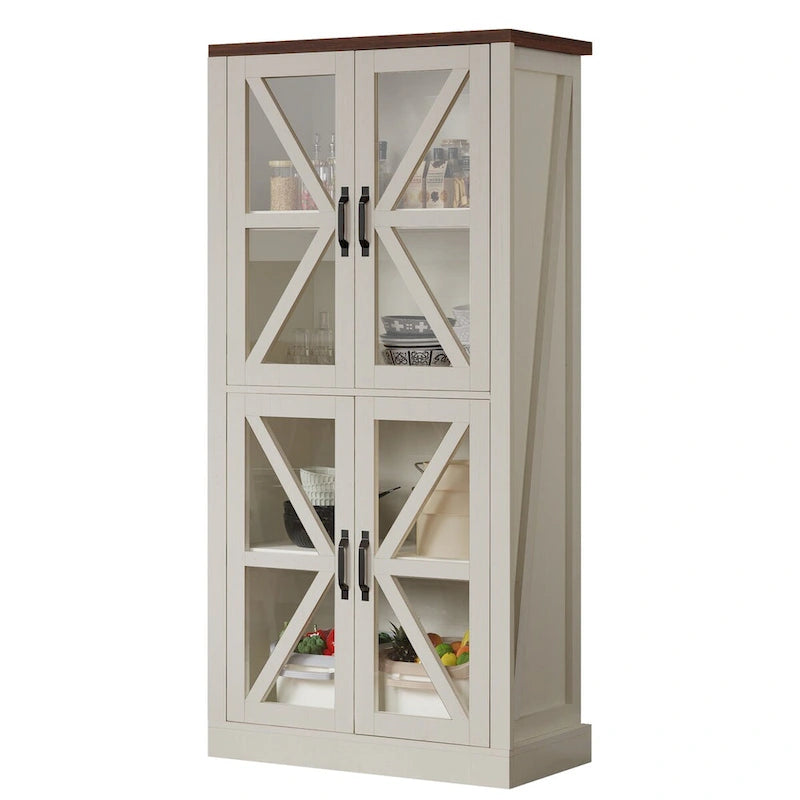 Moasis 66 Armoire de cuisine autoportante haute avec portes vitrées