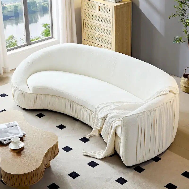 Canapé moderne incurvé 4 places en tissu