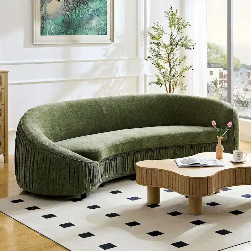Canapé moderne incurvé 4 places en tissu