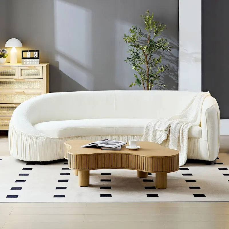 Canapé moderne incurvé 4 places en tissu