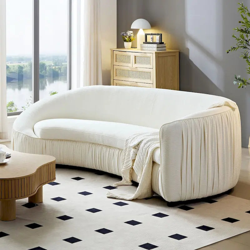 Canapé moderne incurvé 4 places en tissu