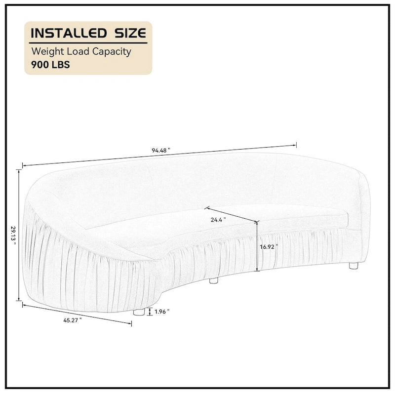 Canapé moderne incurvé 4 places en tissu