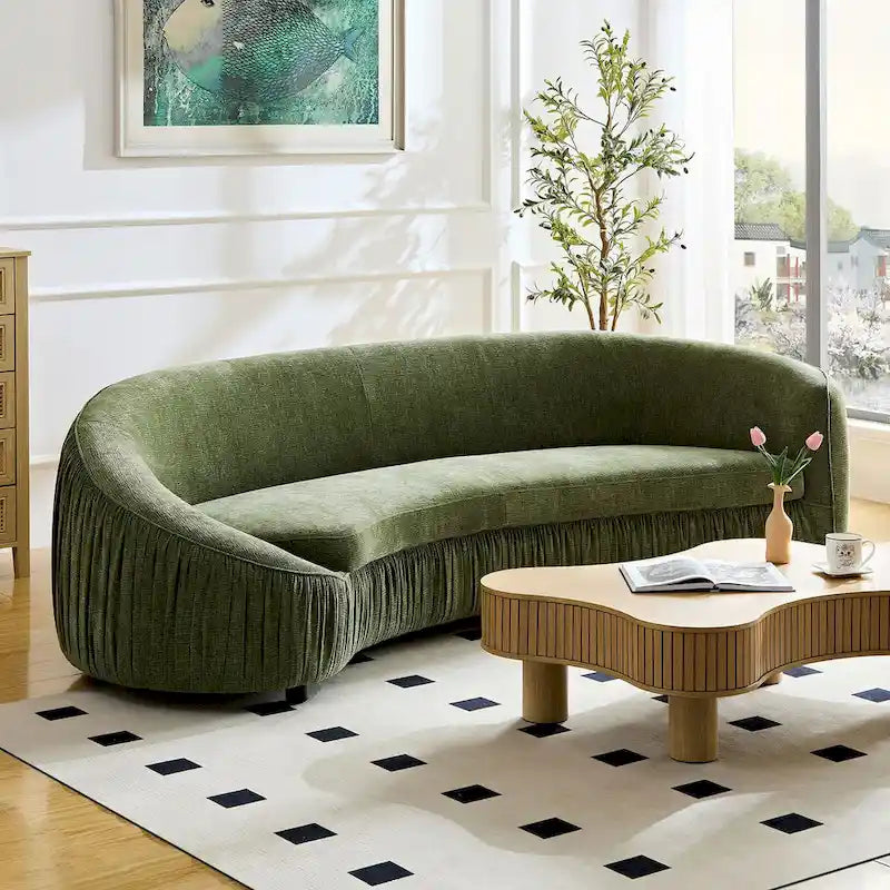 Canapé moderne incurvé 4 places en tissu