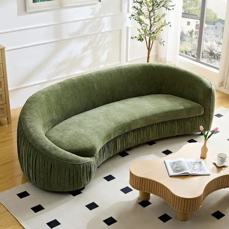 Canapé moderne incurvé 4 places en tissu