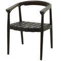 Chaise de salle à manger tressée à la main en bois de teck avec accoudoirs - Marron ou marron foncé - Roche River Decor