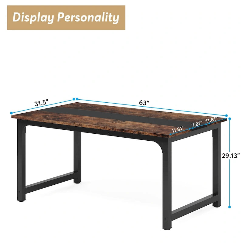 Table à manger industrielle 160 cm, table de cuisine moderne - 160 L x 80 l x 74 H
