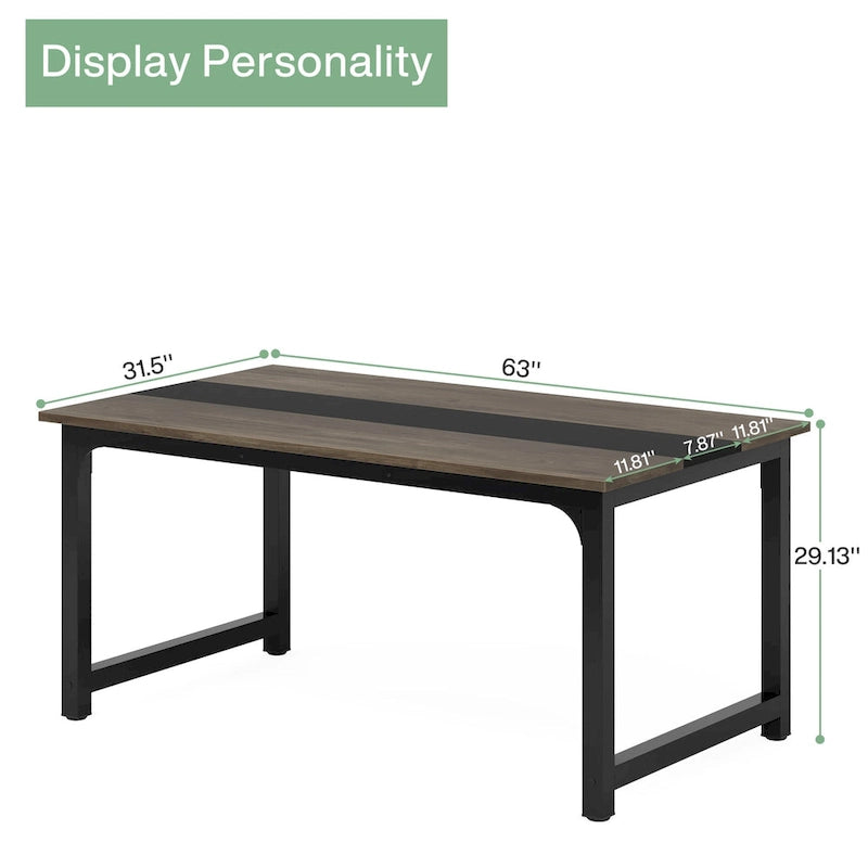 Table à manger industrielle 160 cm, table de cuisine moderne - 160 L x 80 l x 74 H