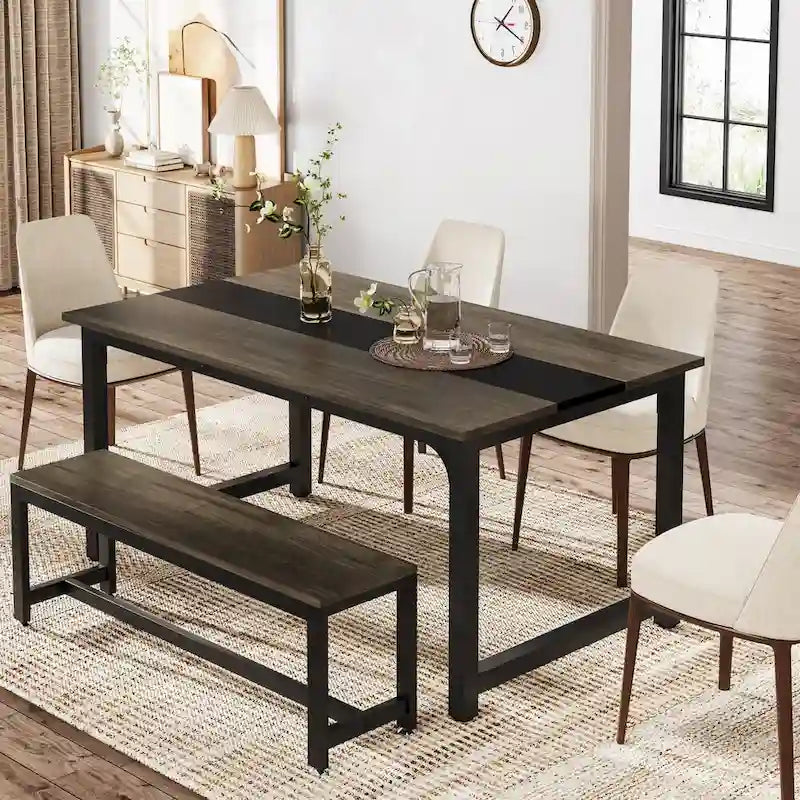 Table à manger industrielle 160 cm, table de cuisine moderne - 160 L x 80 l x 74 H