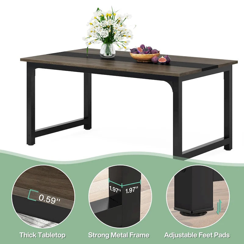 Table à manger industrielle 160 cm, table de cuisine moderne - 160 L x 80 l x 74 H