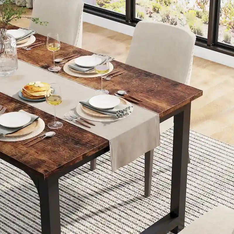 Table à manger industrielle 160 cm, table de cuisine moderne - 160 L x 80 l x 74 H