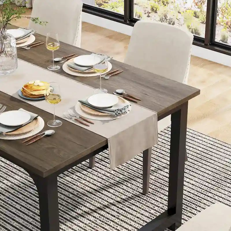 Table à manger industrielle 160 cm, table de cuisine moderne - 160 L x 80 l x 74 H
