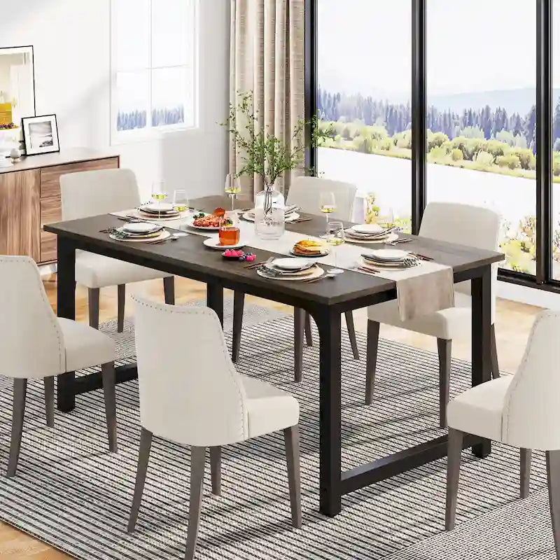 Table à manger industrielle 160 cm, table de cuisine moderne - 160 L x 80 l x 74 H
