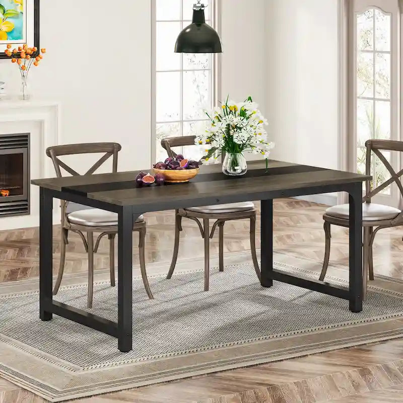 Table à manger industrielle 160 cm, table de cuisine moderne - 160 L x 80 l x 74 H