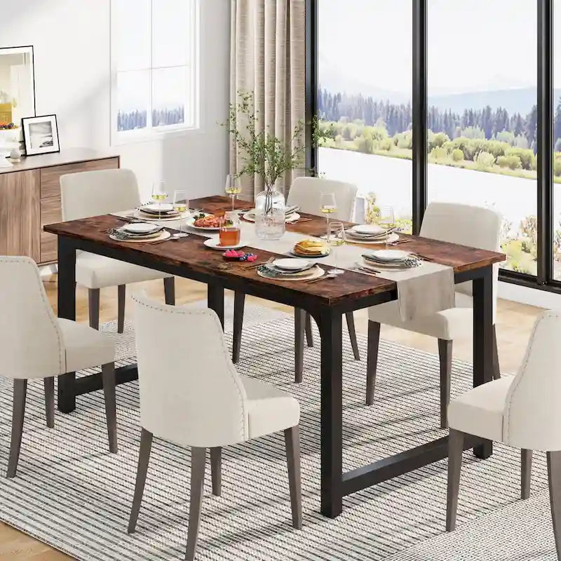 Table à manger industrielle 160 cm, table de cuisine moderne - 160 L x 80 l x 74 H