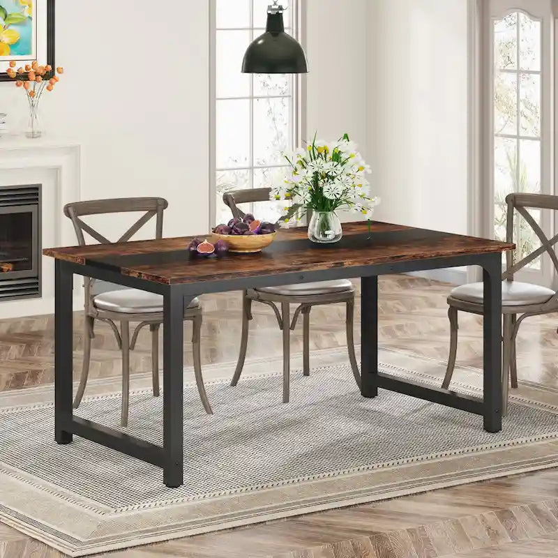 Table à manger industrielle 160 cm, table de cuisine moderne - 160 L x 80 l x 74 H