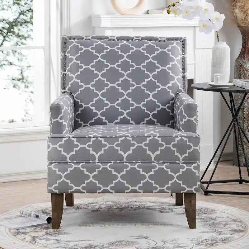 Fauteuils d'appoint rembourrés en tissu avec pieds en bois
