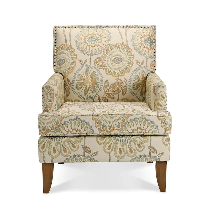 Fauteuils d'appoint rembourrés en tissu avec pieds en bois