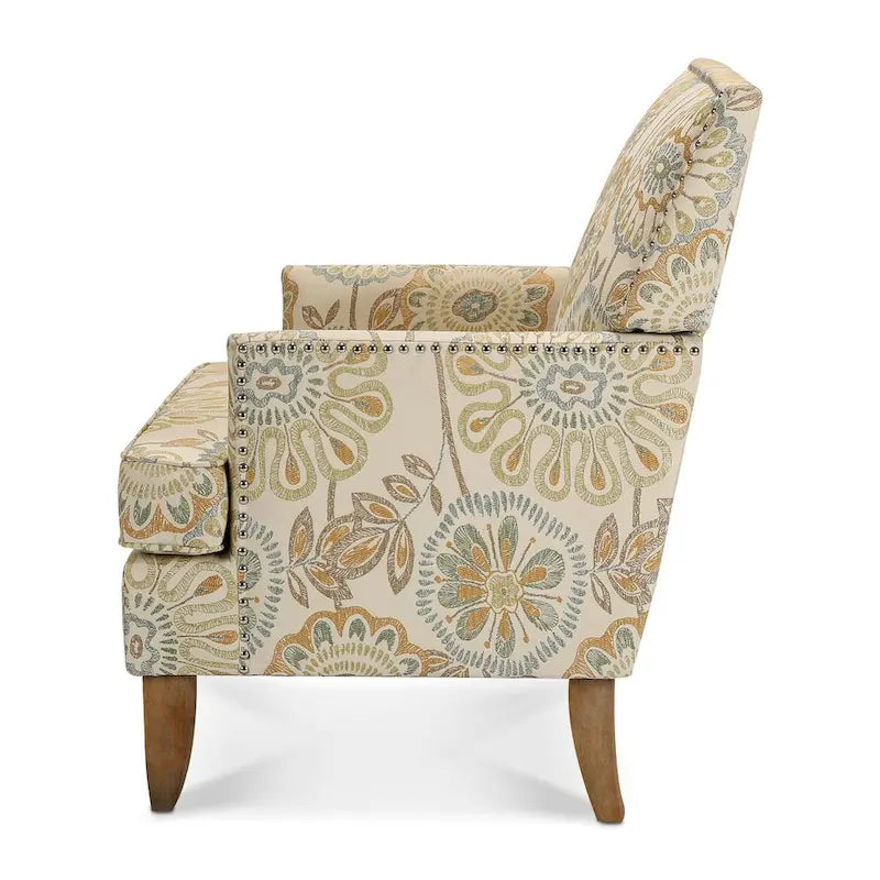 Fauteuils d'appoint rembourrés en tissu avec pieds en bois