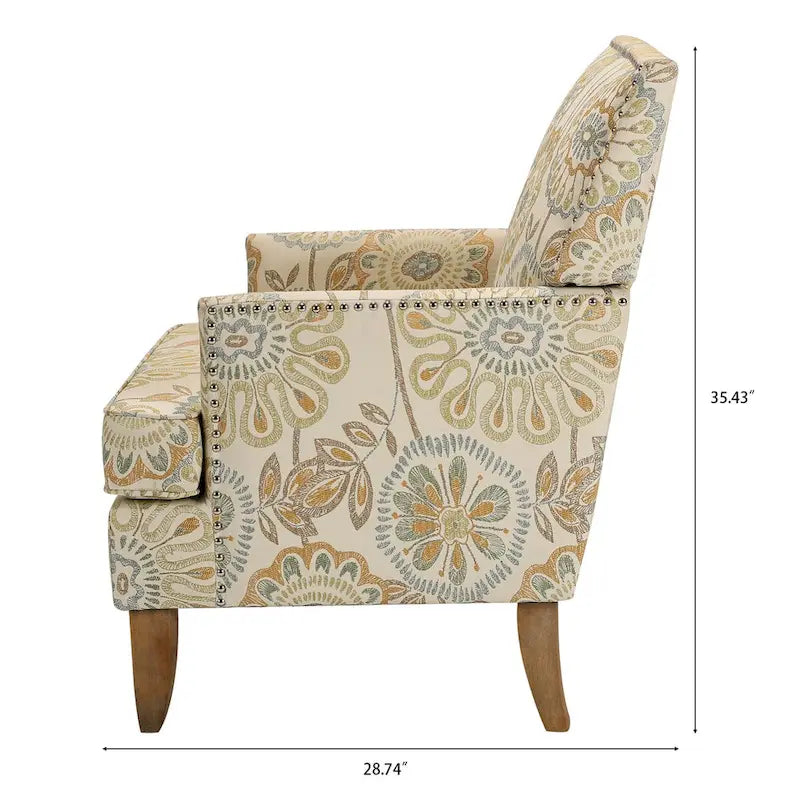 Fauteuils d'appoint rembourrés en tissu avec pieds en bois