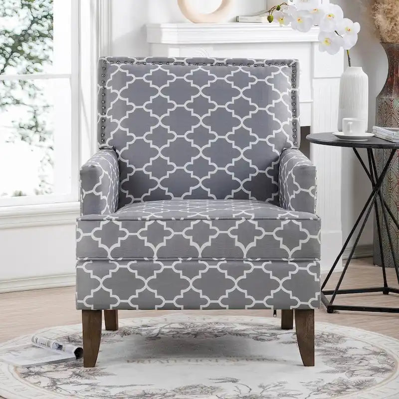 Fauteuils d'appoint rembourrés en tissu avec pieds en bois