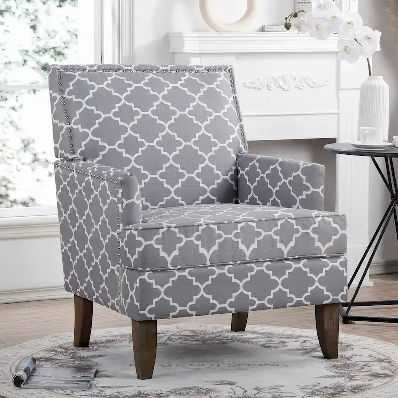 Fauteuils d'appoint rembourrés en tissu avec pieds en bois
