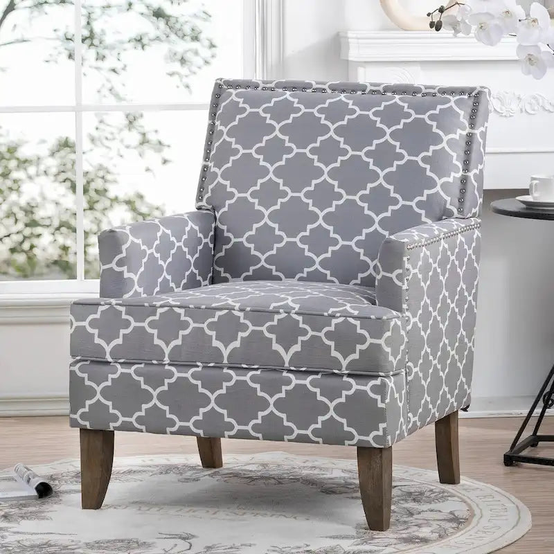 Fauteuils d'appoint rembourrés en tissu avec pieds en bois